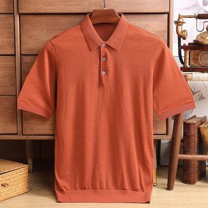 Men's Polos Wintersweet Wool T-shirt 2023 Spring Summer Solid Color Short-Sleeved Business Casual Pure High-End Top