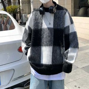 Herrtröjor o-hals tröjor tröja vinter grundläggande heta streetwear casual ungdom japansk student ulzzang stil stickdynamik z230815