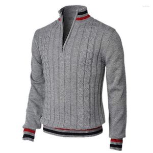 Erkek Sweaters 2023 İlkbahar Sonbahar İngiliz tarzı renk bloğu fermuarlı balıkçı yakalama örgü erkek kıyafetleri erkek giyim