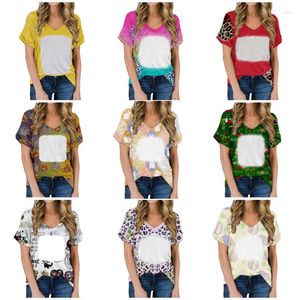 Kvinnors T-skjortor Summer Girls Casual Street Style Heat Sublimation Blank för mönster Tie-Dye Top Short-Sleeved T-shirt