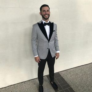 Ternos masculinos do noivo cinza Tuxedo de casamento simples masculino de peito de baile de peito blazer traje Homme 2 peças calças Terno Masculino