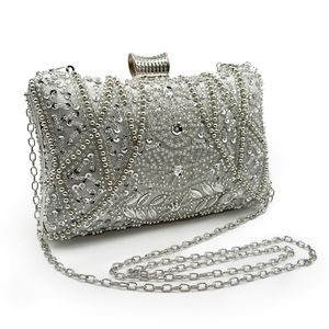 Evening Bags DG PEAFOWL Frame Women Formal Sliver Beaded Purses and Handbags Bridal Sequins Clutch Bag Cocktail Party bag 230814