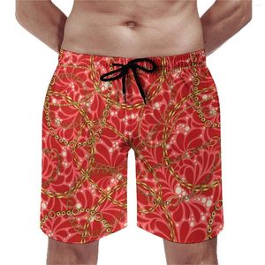 Shorts Shorts Gold Chain Board Board Red Floral Classic Pants Trenky grandi dimensioni Trunks da nuoto