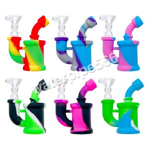 DHL Free Mini Silicone Bong Water Pipe Oil Rig With Glass Bowl Glass Pipes Smoke Accessory