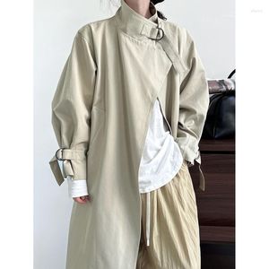 Women's Trench Coats Autumn Stand Collar Long Coat Women Loose Sleeve Oversized Over Knee With Belt Minimalist