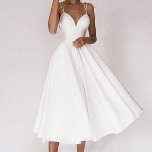 Casual Dresses 2023 Spring and Summer Women Suspender White Dress Solid Color Desire One Piece Elegant Sexy Big Swing Party