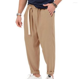 Men's Pants Adjustable Waistband Loose Fit Harem Trousers With Elastic Belt Pockets Stylish Streetwear For A