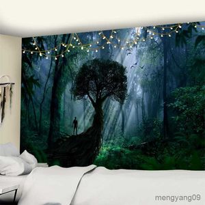 Tapestries Tropical Landscape Tree Tapestry vägg hängande bakgrundduk Nature växt grön konstrum sovsal dekor r230815