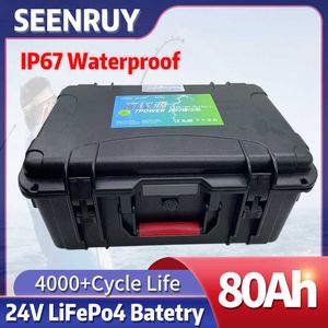 LifePO4 impermeabile da 24 V 80Ah Battery BMS 8S per 2400W 2000 W Inverter Frigorifero Tricycle Tricycle RV AGV UPS + 10A Caricatore