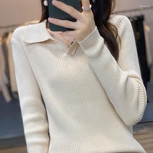 Kvinnors tröjor Sparil Kvinnor Winter FashionTurn-Down Collar Cashmere Blend Pullovers Female Autumn Outdoor Sticked Shirts Jumpers