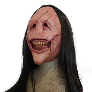 Hot Halloween Skull Warrior Mask Morte Morda Maschera Maschera Long Hair Demon Skull Horror Maschera Halloween Maschera inquietante Lattice Buckteeth Mask Prop