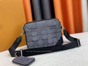 Luxurys designers väska mode messenger väskor kvinna mäns axel väska klassisk stil svart blomma bred axel rem mäns handväska 2 st/set plånbok handväska mynt handväska