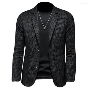 Abiti da uomo Due fibbie giacca da uomo Stampa di moda Top Casual Slip Fit Spill Collaio per girare Solid Blazer Solid Blazer