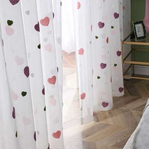 Tenda Dolce Cuore Rosa Tenda in voile per bambini Camera da letto per ragazze Tenda ricamata in cartone animato Tulle per soggiorno Pannello per finestre Rideau M057