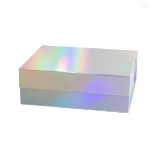 Presentförpackning 10st förpackningsbox holografisk kartong med magnetisk stängning brudtärna förslagslådor