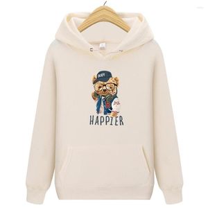 Hoodies masculino Pullover masculino Autumn Winter Hoodie unissex casual Hip Hop Street Polyster Clothing Manga Longa Impressão fofa Urso 16 Colo