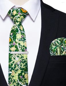 Bow Ties Novalty Green Floral Men's Tie Cotton Purple Orange Flower Printed Slips för man bröllopsfestskjorta
