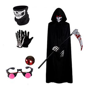 Occasioni speciali per bambini S Ghost Halloween Giochi di ruolo in costume con Cape Skull Red e Scythe Creepy Mask 230814