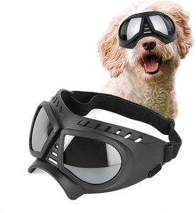 Odzież dla psów gogle gogle szklanki dla szczeniąt rasy wiatroodpornej i trwałe okulary przeciwsłoneczne UV z regulowanymi paskami srebrnymi 230814