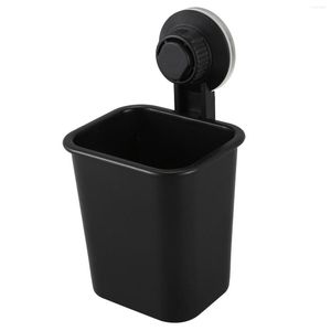 Badezubehör Set 1 PC Saugnapfbecher Zahnbürstenhalter Rack Plastik Zahnpasta Aufbewahrungsbox für Küchenbad Toilette Schwarz