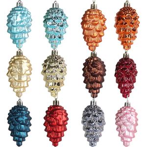 Ornamento de pinecone de Natal 8pcs 9cm pendurado pinheiro de pinheiro de plástico pintado Decoração de árvore de Natal G0815