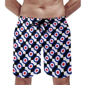 Men's Shorts Retro Mod Print Board Summer Roundels Checkers Surfing Beach Men Fast Dry Cute Custom Oversize Swim Trunks