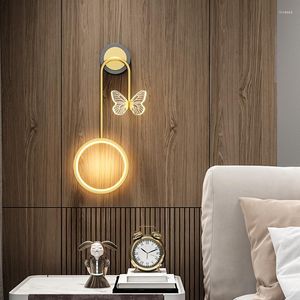 Wall Lamp Nordic Light Luxury Master Bedroom Creative Living Room Background LED Bedside Butterfly