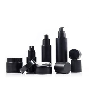 1 oz 30 ml 60 ml 100 ml di cosmetico opaco nero 30g da 50 g di vetro barattoli di crema cosmetica bottiglie spray in vetro di lusso con coperchio ccddm