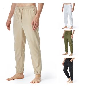 Calça masculina linho de linho de algodão de verão lazer de lazer ioga fino fino calça esportiva casual solteira respirável 230815