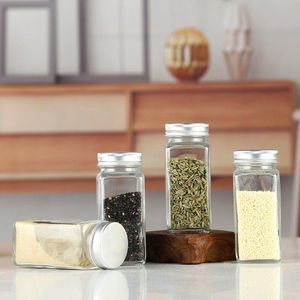 120ml Glass Spice Jars/Bottles 4oz Empty Square Spice Containers With Shaker Lids And Airtight metal Caps Qmjxk