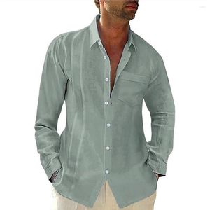 Camicie casual maschile da uomo camicia da colletto manica lunga camicetta sciolta