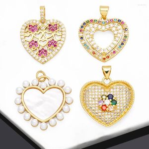 Collane a sospensione OCESRIO Trendy Multicolor Crystal Heart for Necclace Perle in oro in oro di rame Producimenti per la produzione di gioielli PDTB201