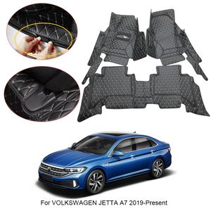 3D Full Surround Car Floor Mat för Volkswagen Jetta A7 2019-2025 Liner Fotkuddar PU Läder Vattentäta matta täcktillbehör