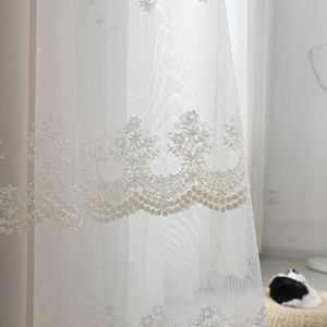 Curtain White Embroidered Tulle Curtains for Living Room Bedroom Princess Room Sheer Curtain for Windows Treatment Panel Drapes