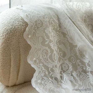 Vorhang europäische weiße Spitze schiere Vorhänge für Wohnzimmer Schlafzimmer mit weißer Perle Tüll Fenster Vorhang Vorhang Home Decor R230815