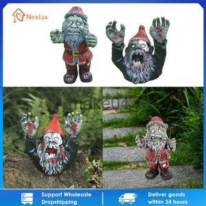 Itens de novidade Garden Horror Gnomos Estátuas Resina Resina Desktop Lawn Ornamento Cartoon Zombie Dwarf esculturas ao ar livre Decoração de pátio J230815