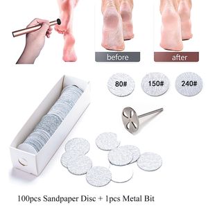 Nail Manicure Set 100pcs Pedicure White Disc Cuticle Callus Remove Tool For Electric Foot File Hard Dead Skin Tools Replaceable Sandpaper 230815
