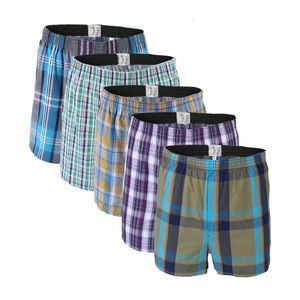 Underpants 5pcslot pugile uomini sottili mutande estate di cotone man size cortometrali corti traspiranti a quadri flessibili maschio 230815