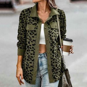 Womens Jackets Women Fashion Lapel Collar Sexy Girls Clothing Autumn Vintage Leopard Print Top Outerwear Ladies Stand Pocket Coats 230815