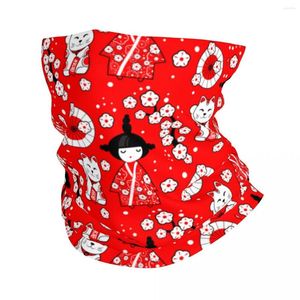 Sciarpe giapponese kokeshi bandana collo gallatto bambole stampate avvolgono la maschera a faccia multiuso per uomini sportivi per uomini per uomini adulti per tutta la stagione