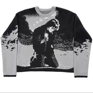 Men's Sweaters Autumn Winter Harajuku Vintage cartoon anime print knit oversized men sweater aesthetic Y2K gothic punk Streetweat Ugly pullover 230814