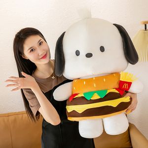 Wholesale cute burgers puppy plush toys Children's games Playmates sofa throw pillows Holiday gifts