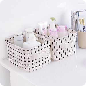 Storage Baskets Printed Linen Laundry Basket Folding Kid Toy Book Household Sundries Clothes Organizer Box Home Container