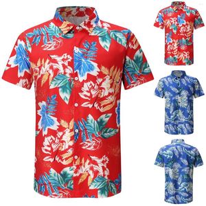 Men's T -skjortor Mens -knappen upp långärmad avslappnad strandfjäder modeblus topp sommar tryckt korta män skjorta set