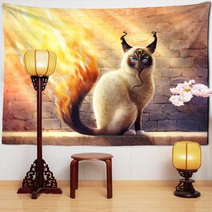 Tapissries Blue Eyes Cat Tapestry Wall Hanging Animal Mystic Dorm Living Room Art Home Decor Tyg