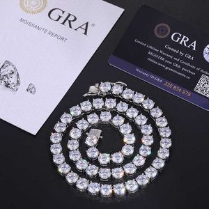 قلادة التنس قلادة 8mm-10mm جودة VVS1 Moissanite Tennis Necklace S925 Sterling Silver Men and Women's Neckes Testing Diamond Testing Free