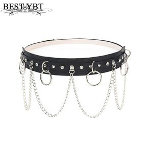 Andra modetillbehör bälten YBT Imitation Leather Women's Belt Alloy Pin Buckle Punk Creative Chain Personlig mode 230814