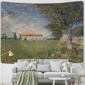 Tapestries Baum Pastoralmalerei Wandteppich Wand Hanging Gogh Malerei Hippie Home Decor Hintergrund Tuch R230815