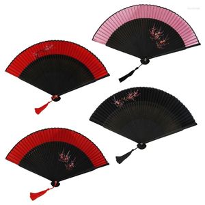 Decorative Figurines Folding Hand Fan For Women Chinese Japanese Bamboo Silk Fans Festival