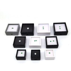 White Black Square Gemstone Display Box Soft Sponge Cushion Present Box Loose Diamond Jewelry Box Plastical Storage Phrmk